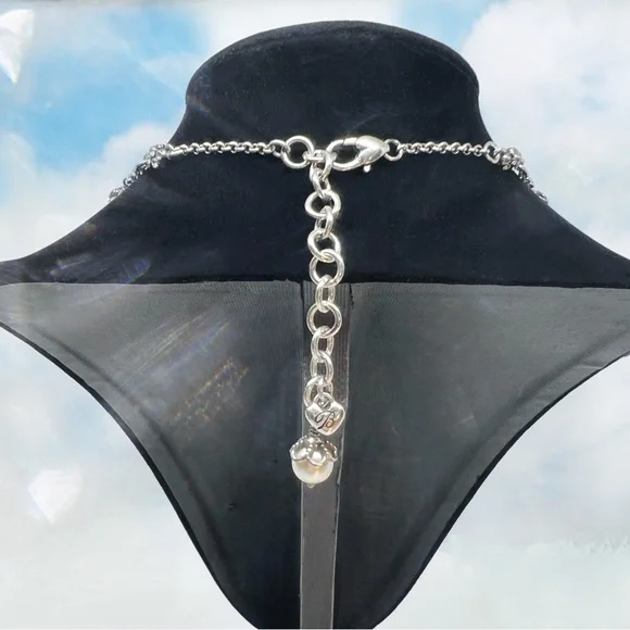 𝓑𝓻𝓲𝓰𝓱𝓽𝓸𝓷 Silvertone Station Filigree Spheres w/Crystal Beading - Picture 3 of 6